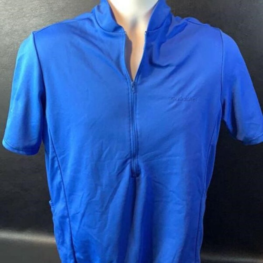 BOGO Performance Cycling Jersey EUC Mens Sz M Bright Blue for safety!